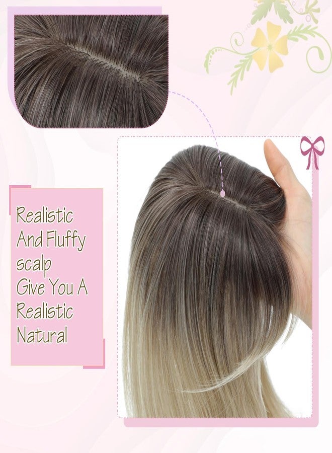 gulagula Hair Topper 18 inch Hair Topper with Bangs 4"×5" Base Hairpieces for Women with Thinning hair - Image 4